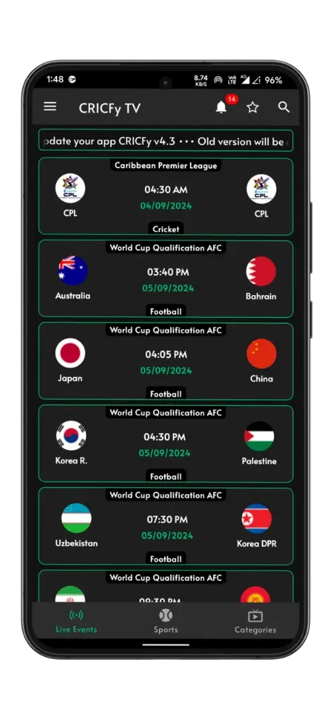 Cricfy TV APK Screenshot