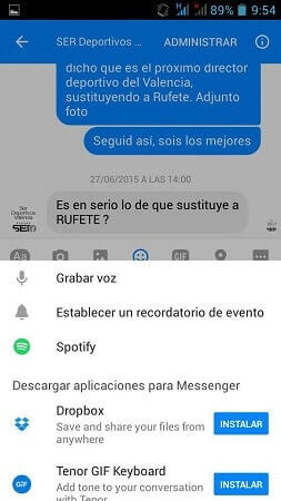 Facebook Messenger Screenshot